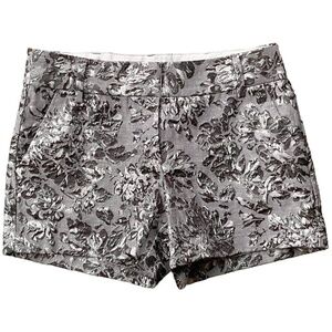 NWOT Lauren Conrad Silver Metallic Floral Brocade Jacquard Shorts